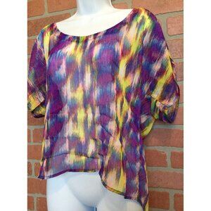 Wrangler Womens Sheer Blouse Top High Lo Western Wear Shirt Size M